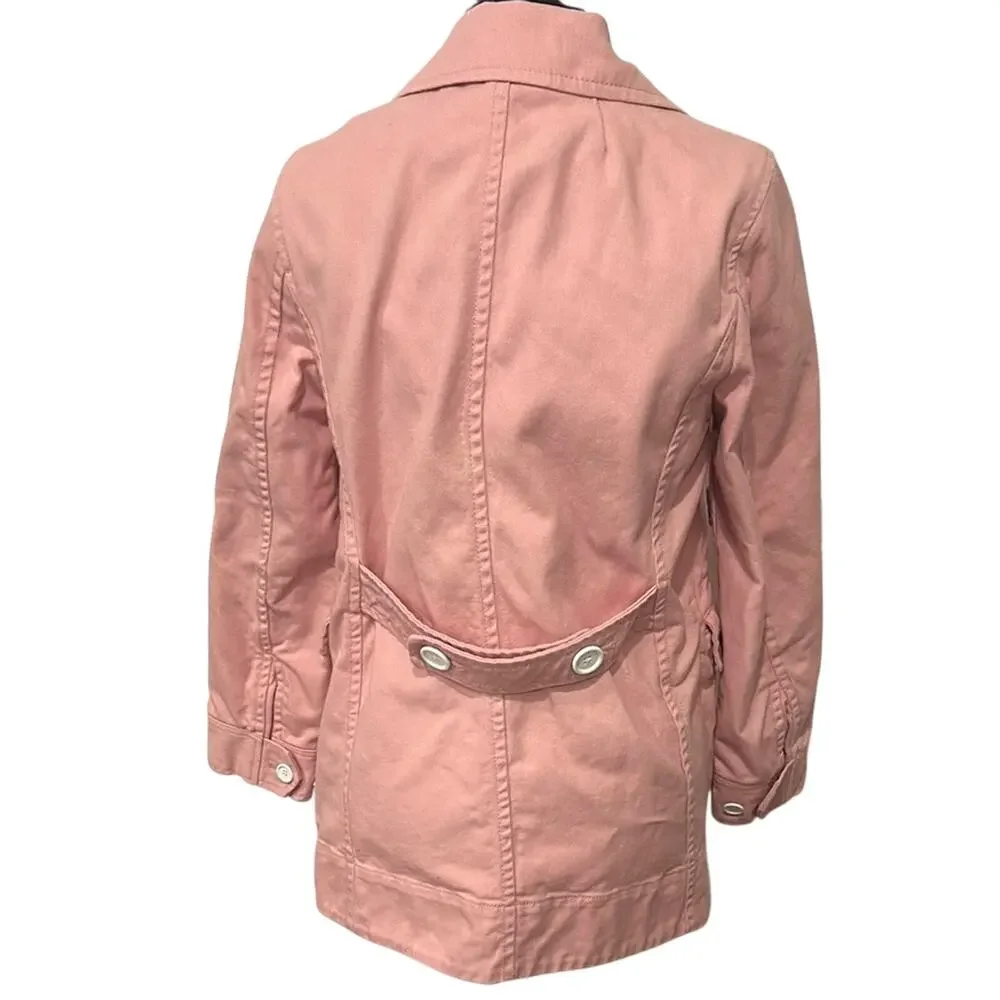 J. Crew Women’s 100% Cotton Pale Pink Peacoat Feminine White Buttons Size 8 - Picture 5 of 13